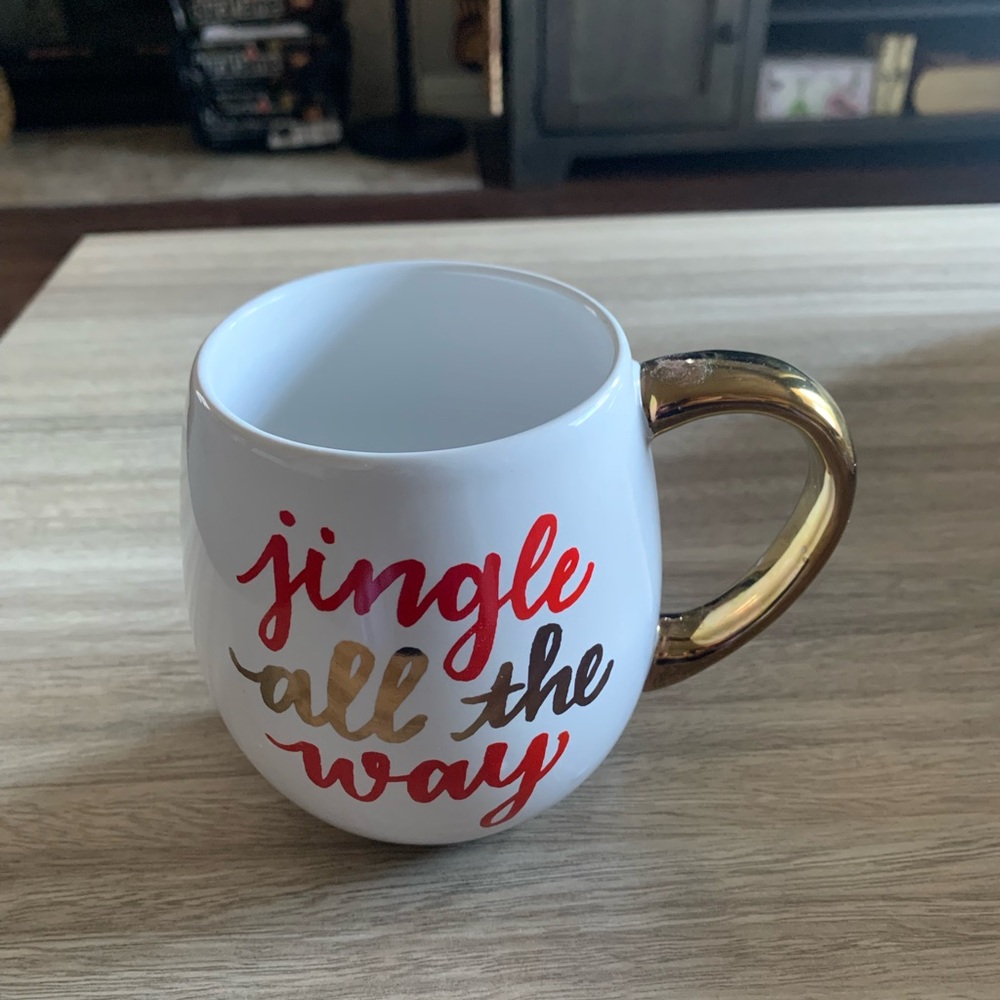 NWT Jingle All The Way Holiday Coffee Tea Mug With Gold Handle by Threshold